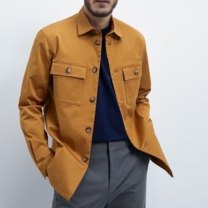 NWT ZARA Mustard Yellow Essential Heavyweight Overshirt M